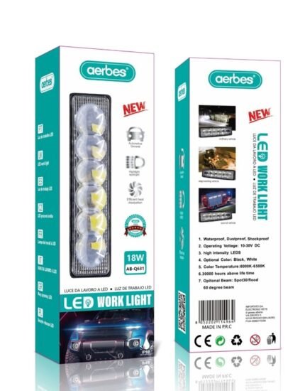 Aerbes AB-Q631 Προβολέας Αυτοκινήτου σε Σχήμα Μπάρας LED 18W με Λευκό Φωτισμό 1τμχ