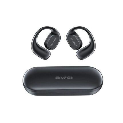 Awei T69 Air Conduction Bluetooth Handsfree Ακουστικά με Θήκη Φόρτισης Μαύρα