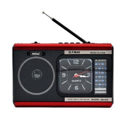 Ραδιόφωνο Φορητό Μπαταρίας με USB Φακό Bluetooth Κόκκινο Andowl Q-FM40