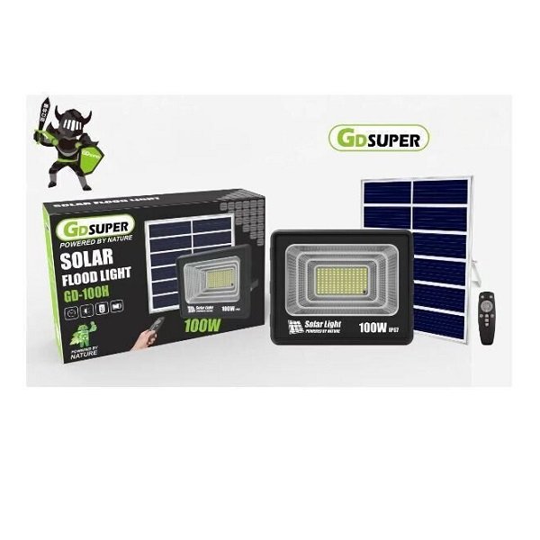 Αδιάβροχος Ηλιακός Προβολέας GDSUPER GD-100H 100W με Ξεχωριστό Ηλιακό Πάνελ & Χειριστήριο
