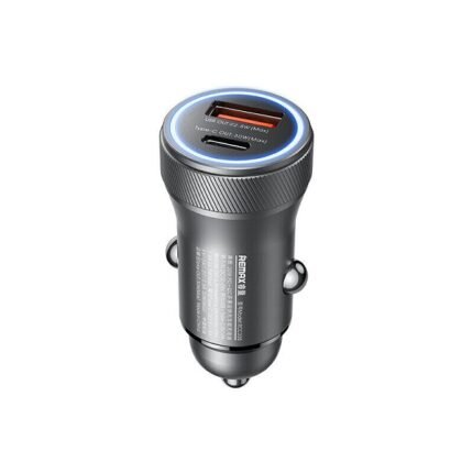 Φορτιστής Αυτοκινήτου Ασημί με Θύρες 1xUSB 1xType-C