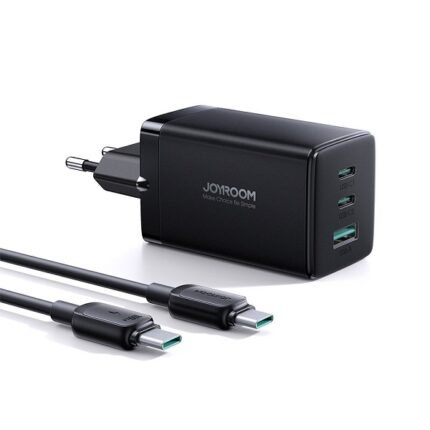 Φορτιστής με Θύρα USB-A και 2 Θύρες USB-C και Καλώδιο USB-C 65W Power Delivery Μαύρος
