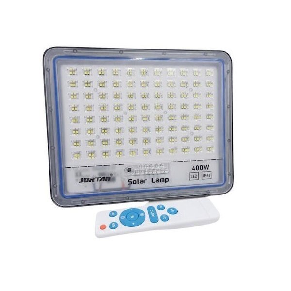 Led Αδιάβροχος Ηλιακός Προβολέας 400W 14080LM με Πάνελ και Τηλεχειριστήριο Jortan JT-400W