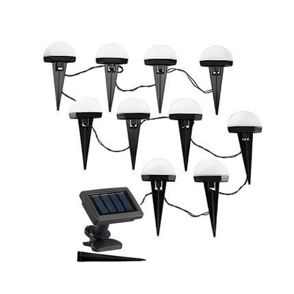 LED Αδιάβροχα Ηλιακά Καρφωτά – Χωνευτά Λαμπάκια Γιρλάντα 3.8m με Ηλιακό Πάνελ και Ψυχρό Λευκό Φωτισμό