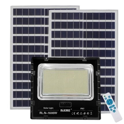 Ηλιακός Προβολέας Αδιάβροχος Led 1600W 83600LM με 2 Πάνελ και Τηλεχειριστήριο Rixme RL.N-1600W