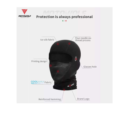 Motowolf Full Face Μπαλακλάβα Αναβάτη Μοτοσυκλέτας από Πολυεστέρα Μαύρο Χρώμα