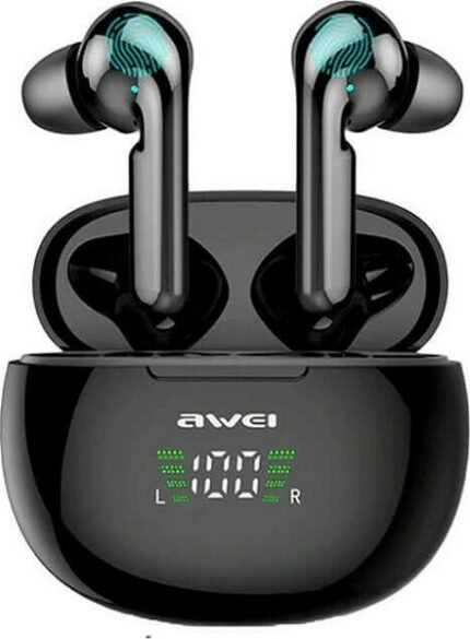 Ακουστικά Handsfree Bluetooth με Θήκη Φόρτισης Μαύρα Awei T15P In-ear
