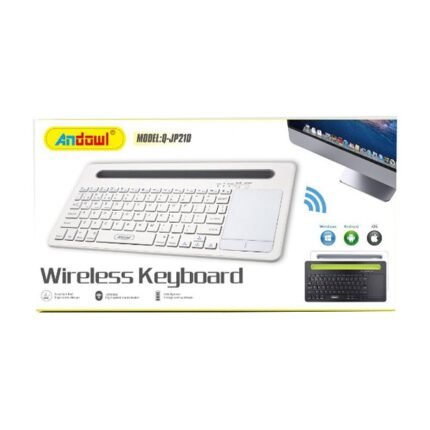 Πληκτρολόγιο Ασύρματο Bluetooth με Touchpad Αγγλικό US Λευκό Andowl Q-JP210